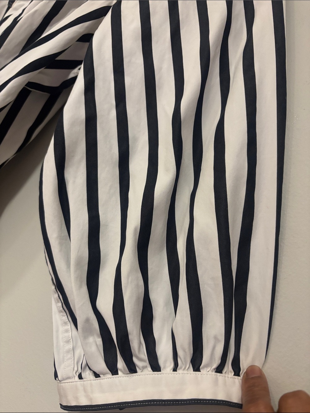 Ralph Lauren Black & White Striped V-Neck Peasant Blouse - Picture 2 of 9